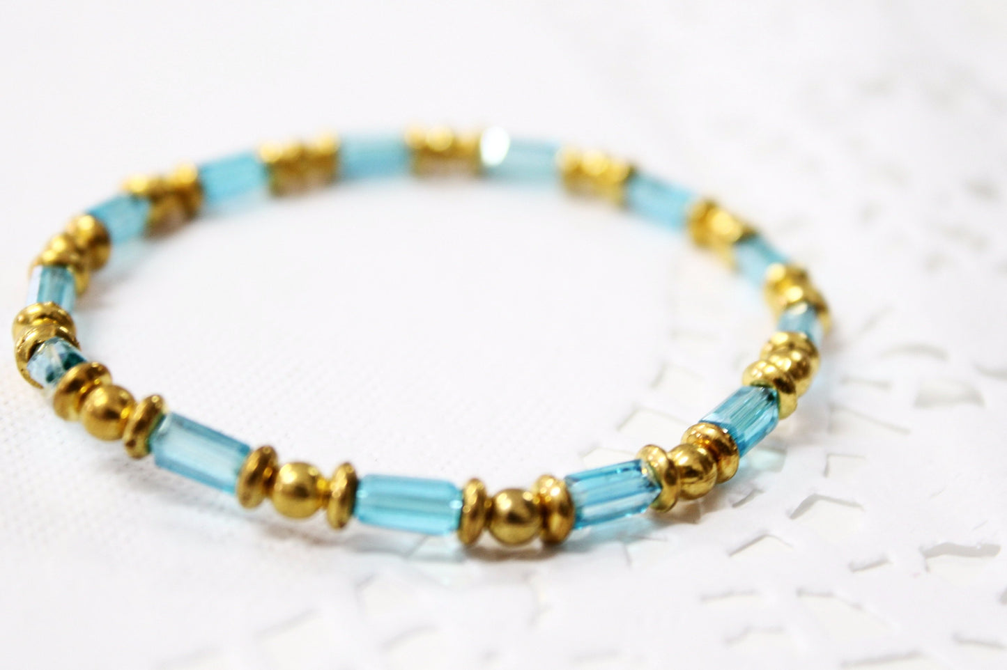 Blue Crystal Beaded Bracelet
