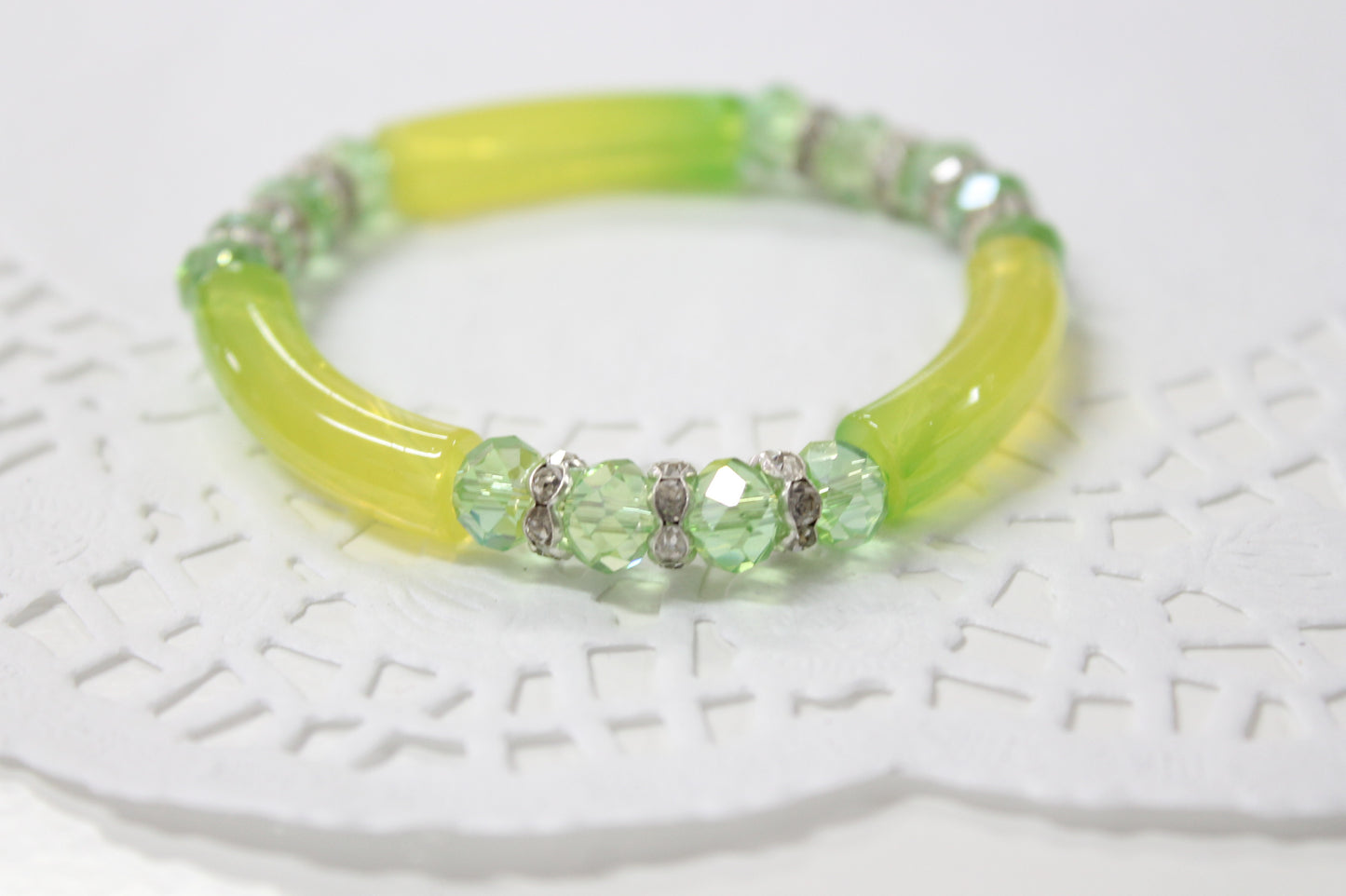 Lime Green Beaded Stretch Bracelet