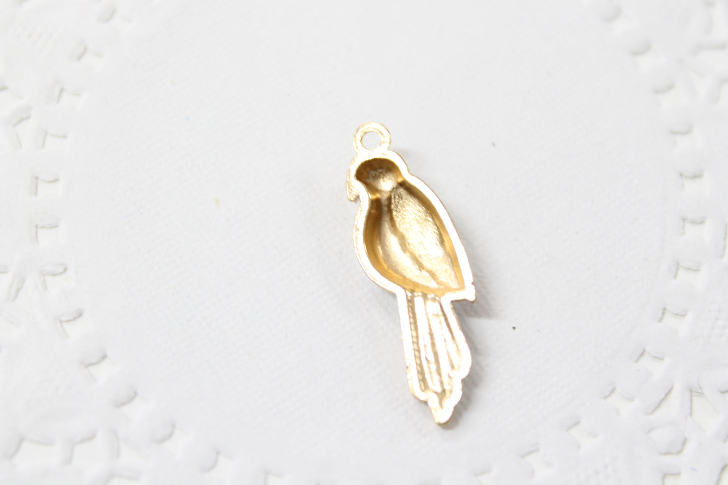White Enamel Parrot Bird Charm