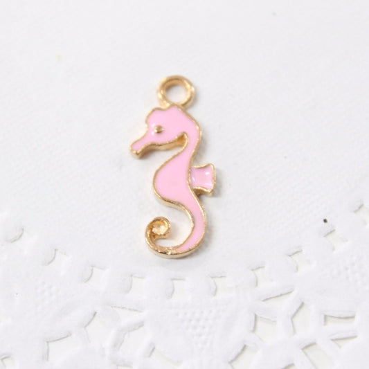 Pink Enamel Sea Horse Charm