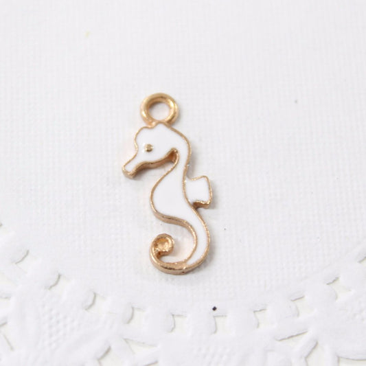 White Enamel Sea Horse Charm