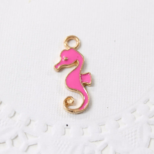 Pink Sea Horse Enamel Charm