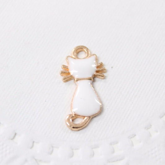 White Enamel Cat Charm