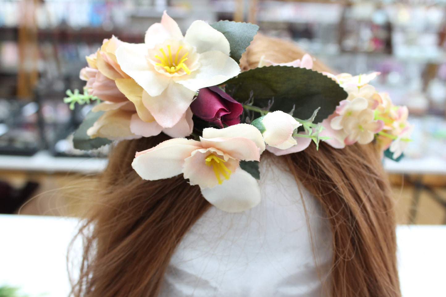 Peachy Pink Flower Hair Crown