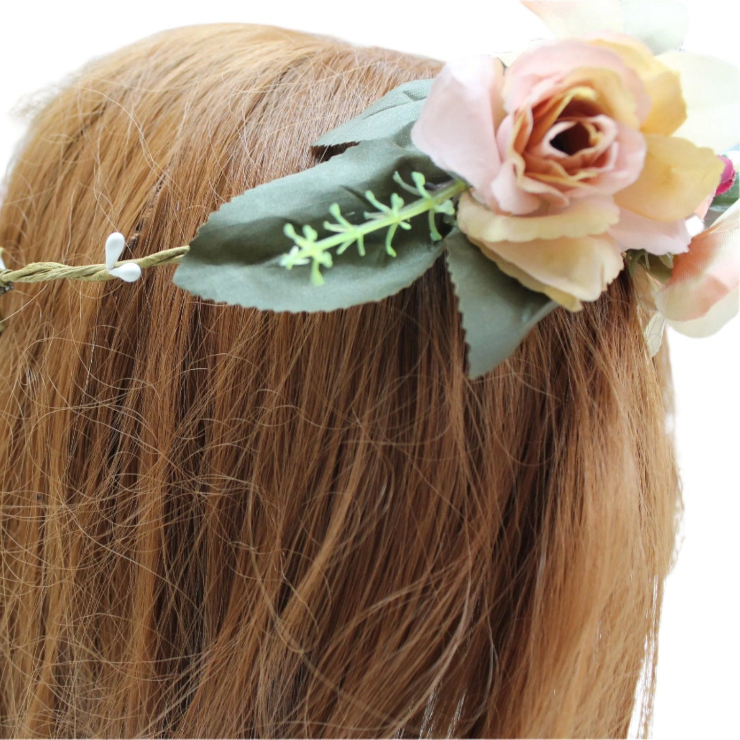 Peachy Pink Flower Hair Crown