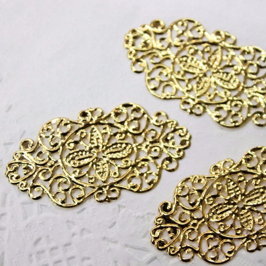 5pc Gold Filigree Stamping