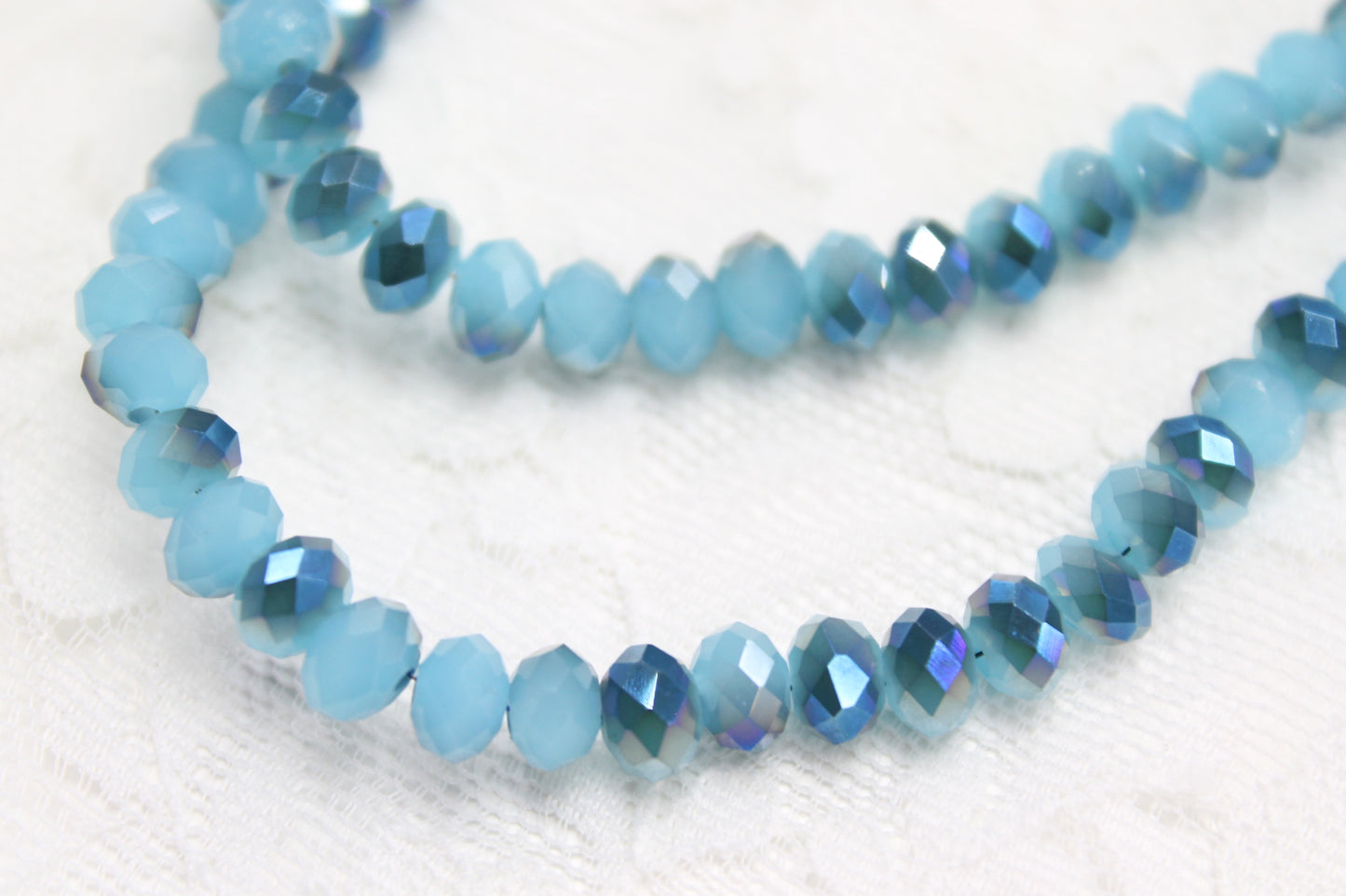 Dual Blue Crystal Rondelles