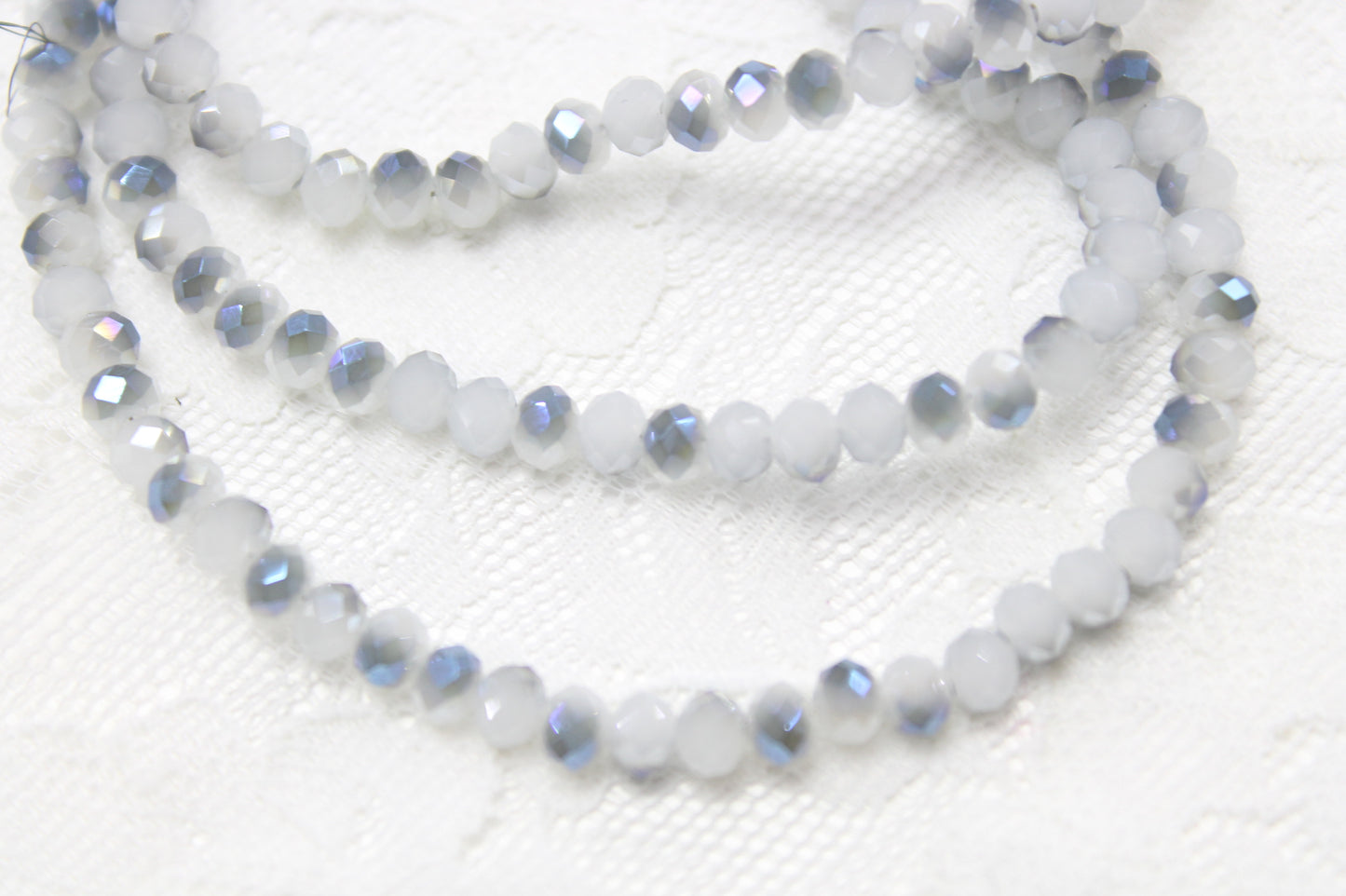 White and Blue Crystal Rondelles