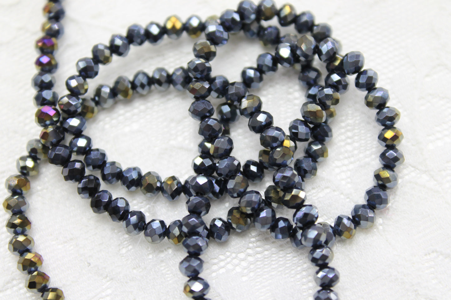 Black Electroplated Crystal Rondelles