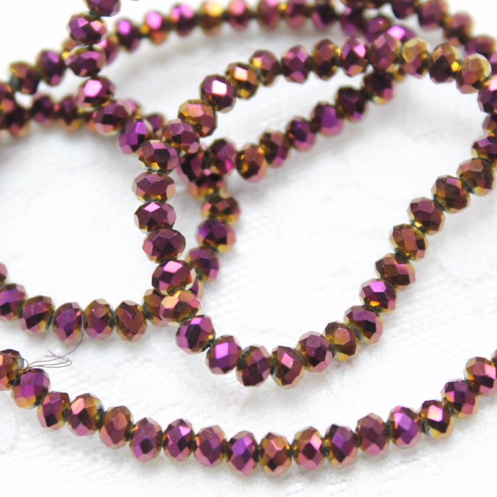 Fiery Purple and Gold Crystal Rondelles