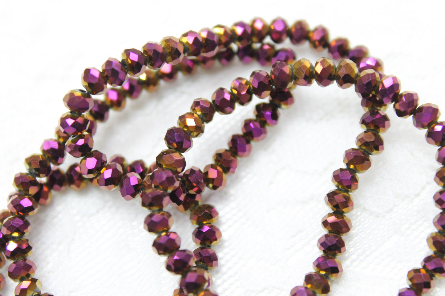 Fiery Purple and Gold Crystal Rondelles