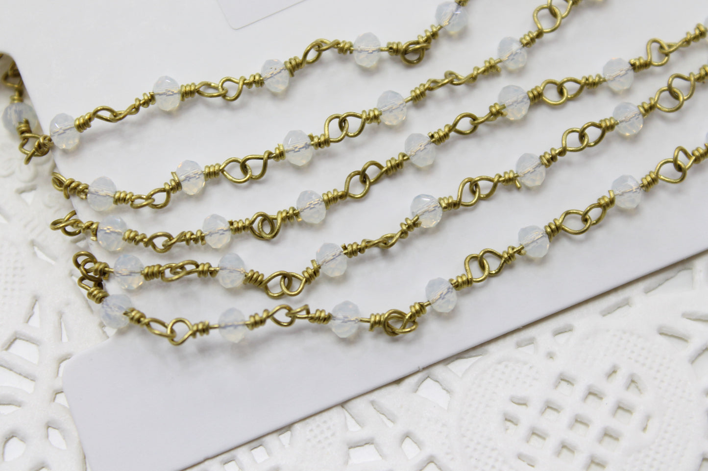 Opalite Glass Designer Linked Chain