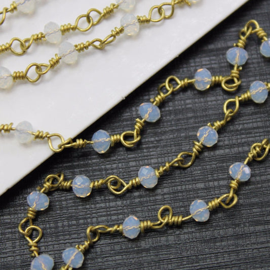 Opalite Glass Designer Linked Chain