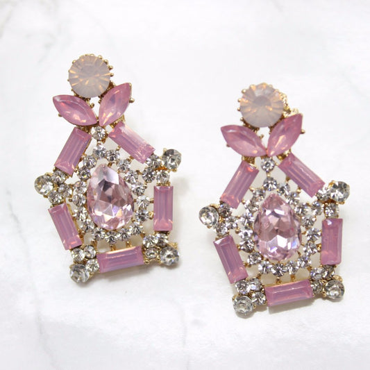 Pink Rhinestone Earrings