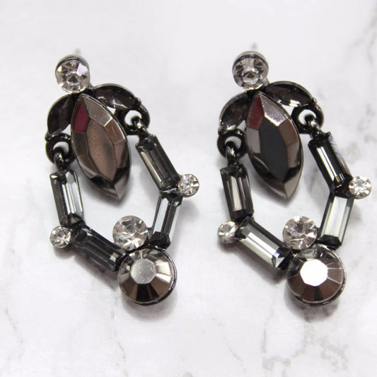 Black Rhinestone Drop Earrings