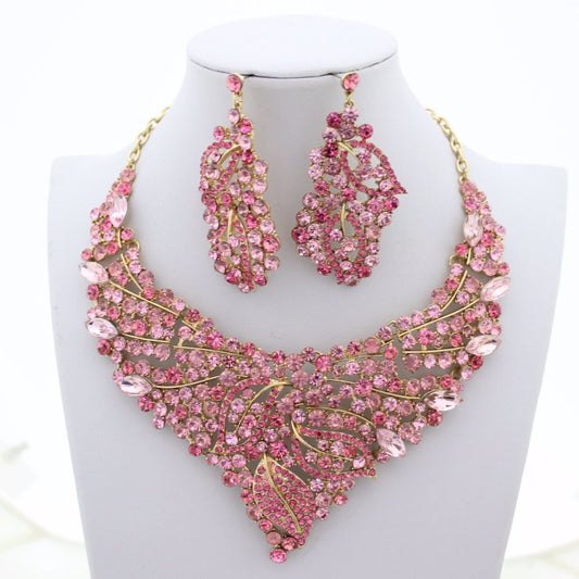 Pink Rhinestone Jewellery Set