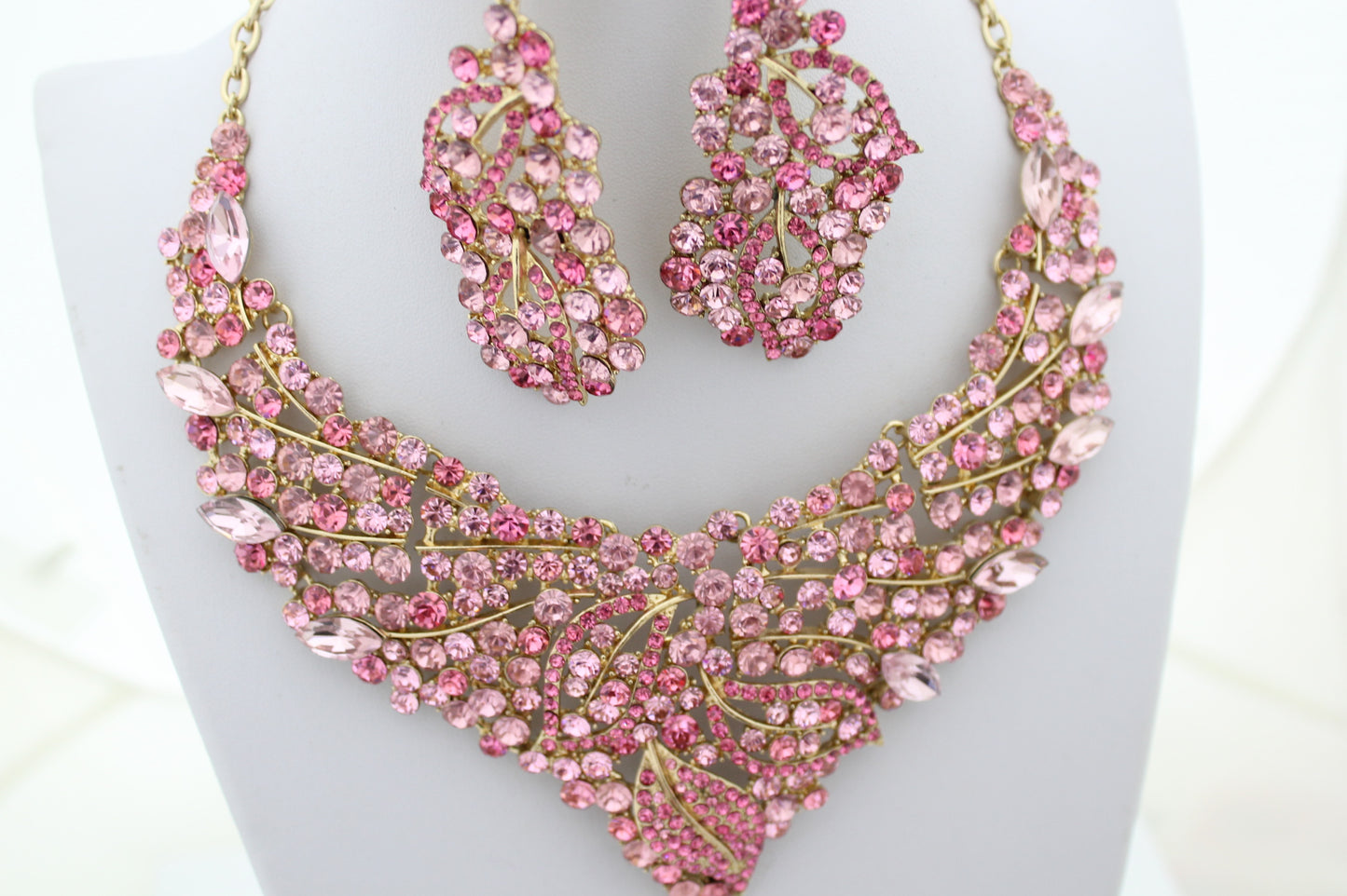 Pink Rhinestone Jewellery Set