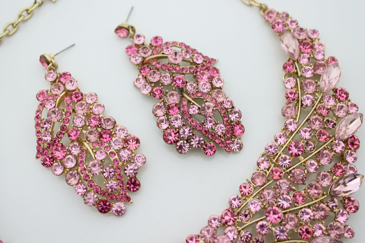 Pink Rhinestone Jewellery Set