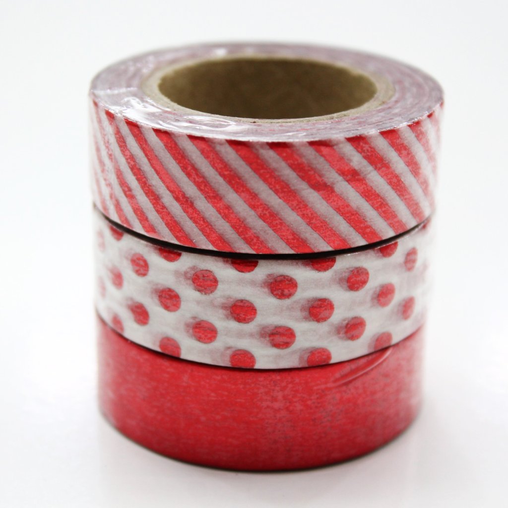 Red Foil Washi Tape - Set of 3