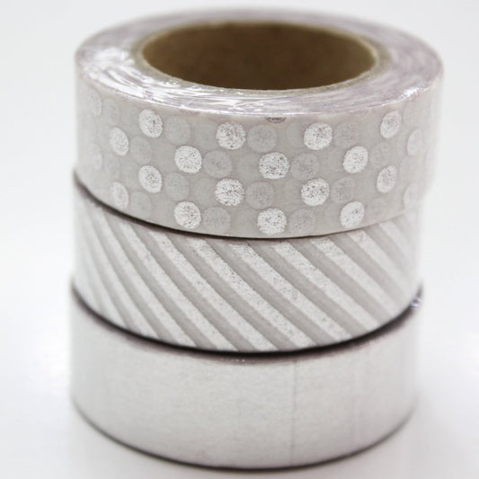 Silver Foil Washi Tape - Set of 3