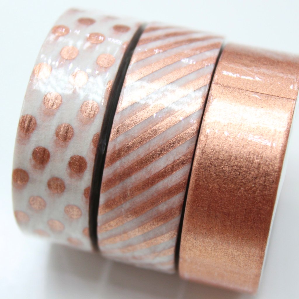 Rose Gold Foil Washi Tape - Set of 3