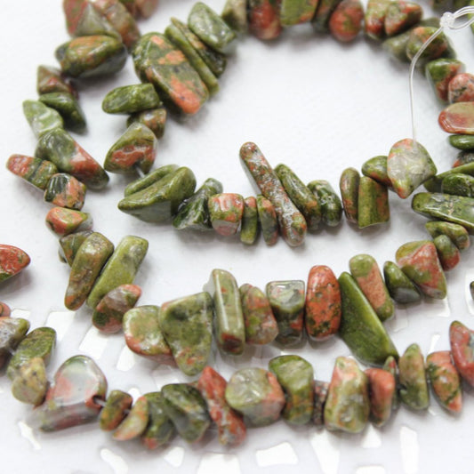 Unakite Chip Bead Strand