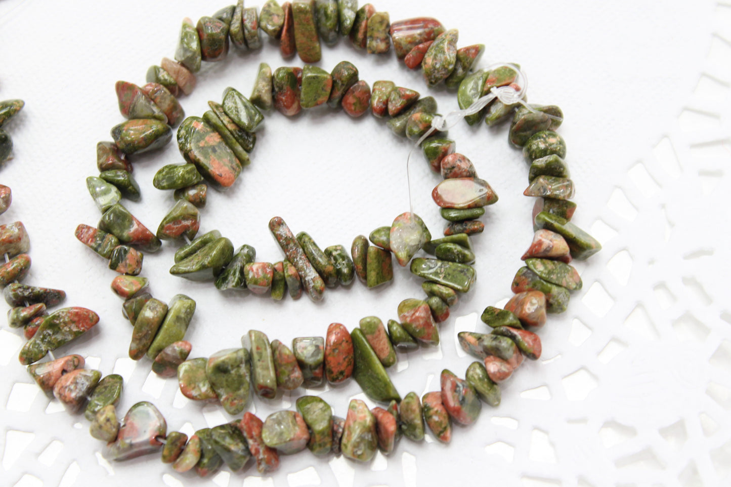 Unakite Chip Bead Strand