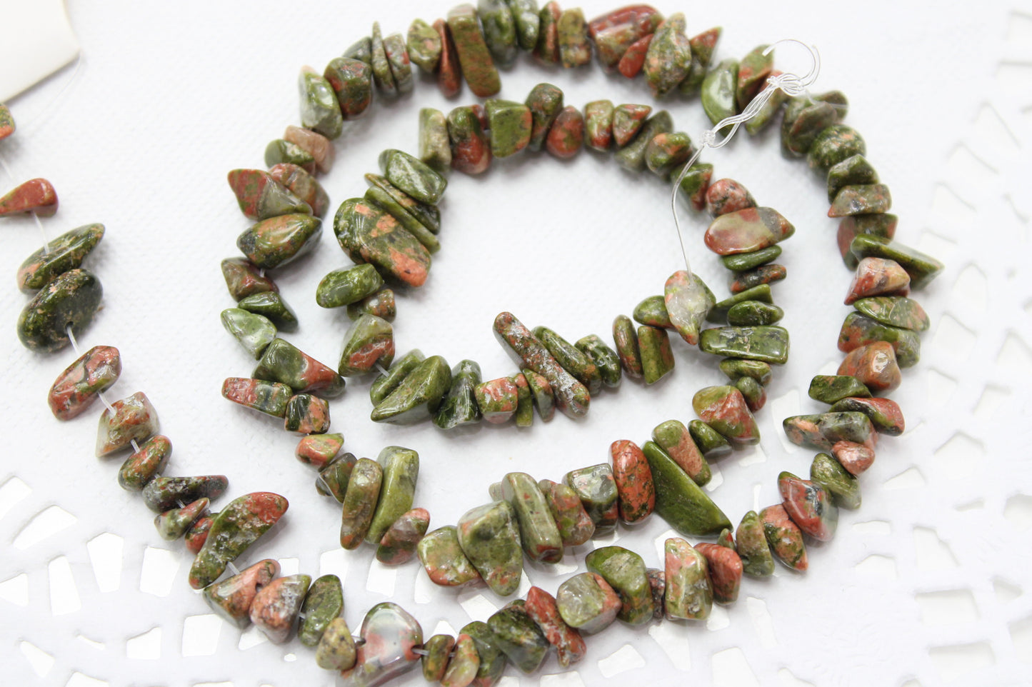 Unakite Chip Bead Strand