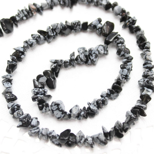 Snowflake Obsidian Chip Bead Strand