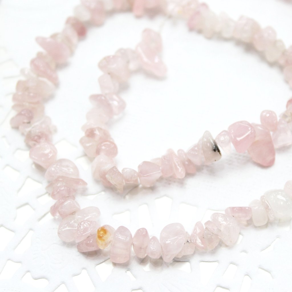 Large Rose Quartz Chip Bead Strand