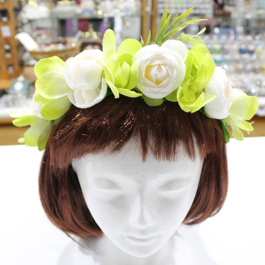 Lime and White Floral Hair Crown