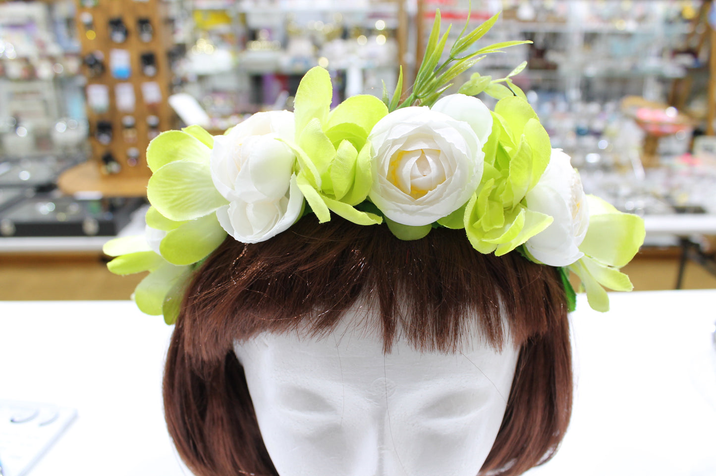 Lime and White Floral Hair Crown