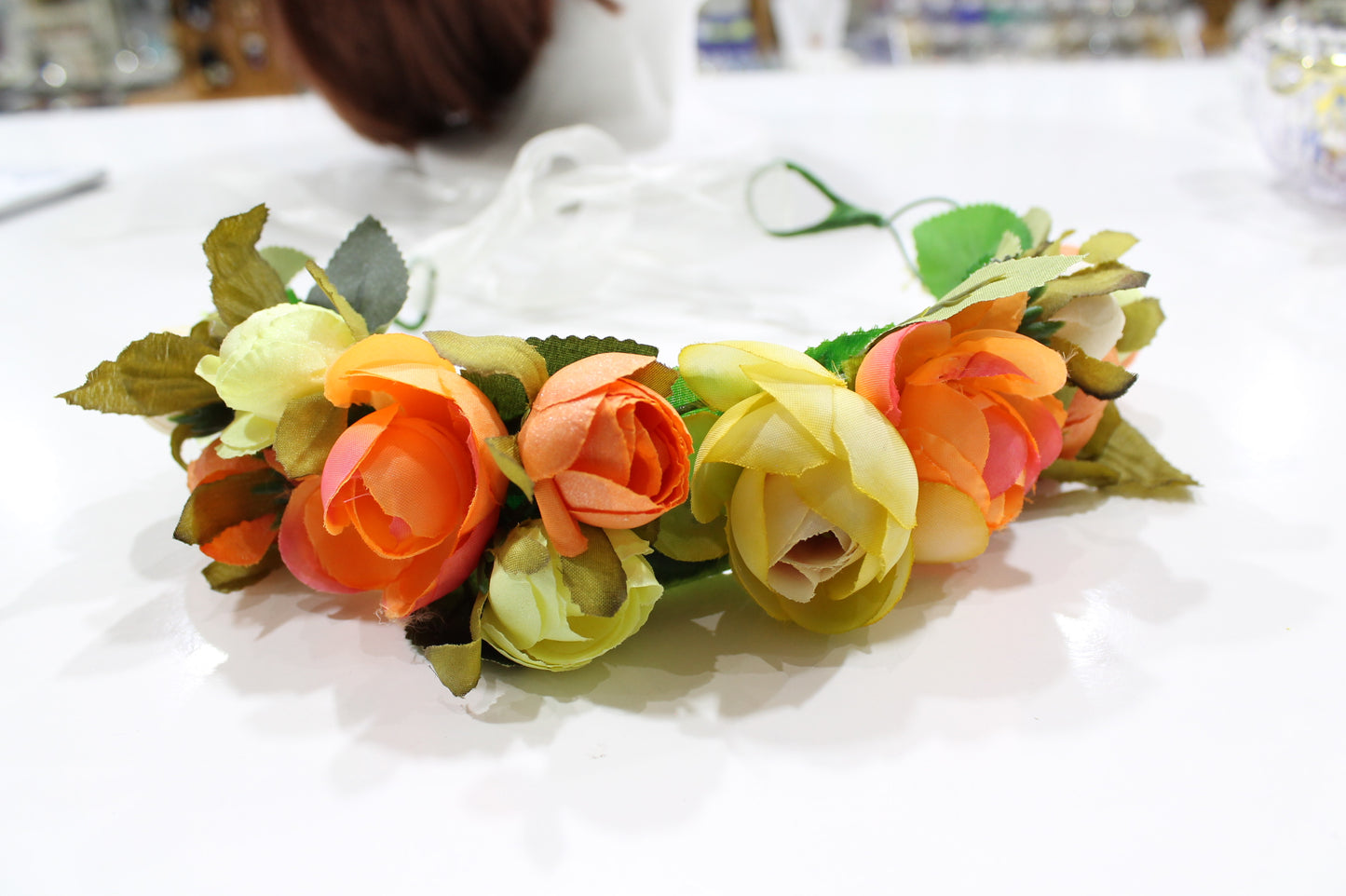 Orange and Yellow Floral Hair Crown