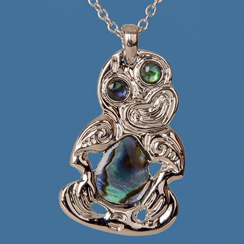 Paua Tiki Silver Necklace