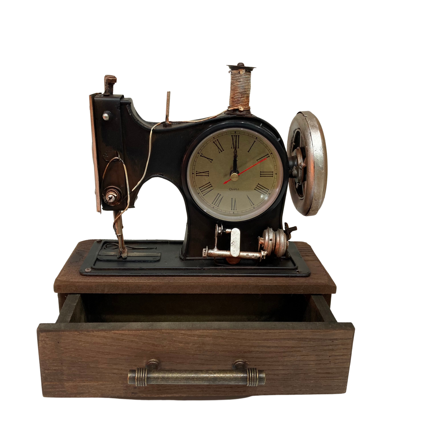 Sewing Machine Clock with Drawer