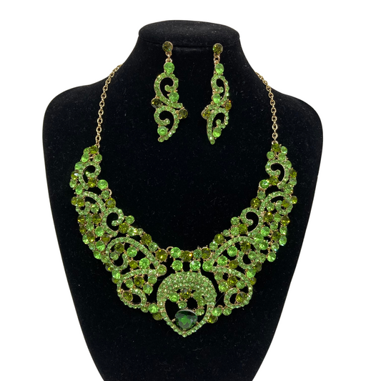 Light Green Rhinestone Jewellery Set