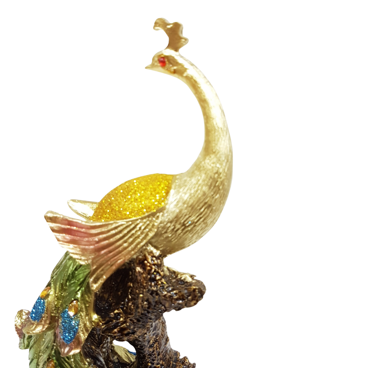 Gold Colourful Peacock Statue
