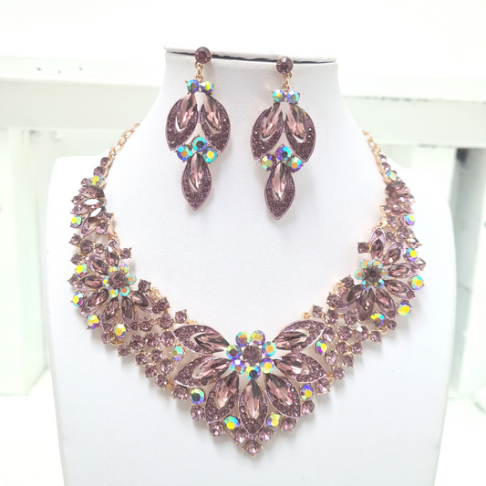 Purple Rhinestone Jewellery Set
