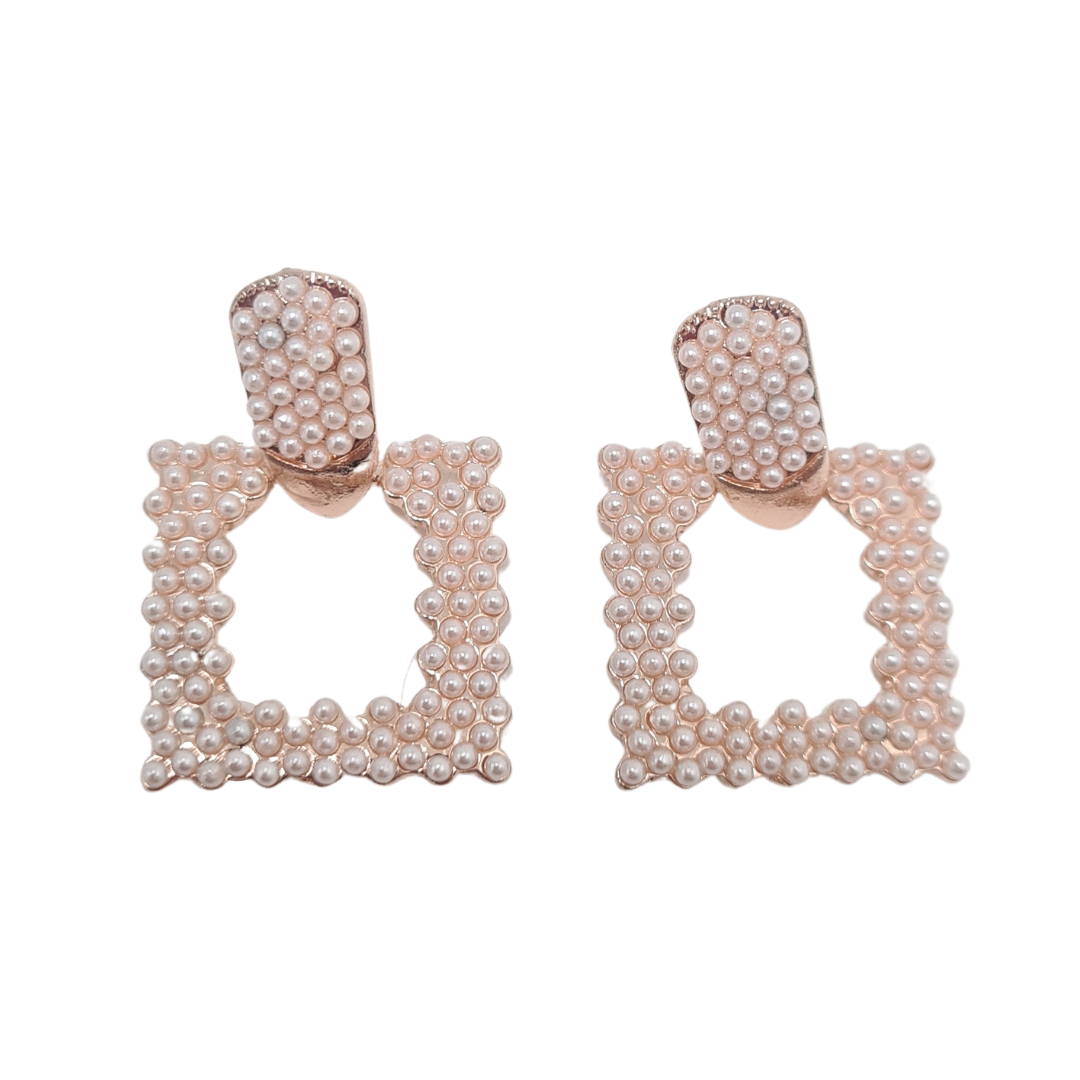 Pearl Square Stud Earrings