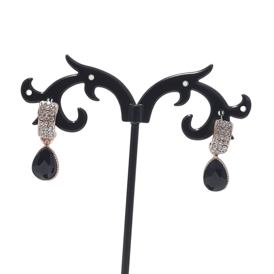 Black Teardrop Dangle Earrings