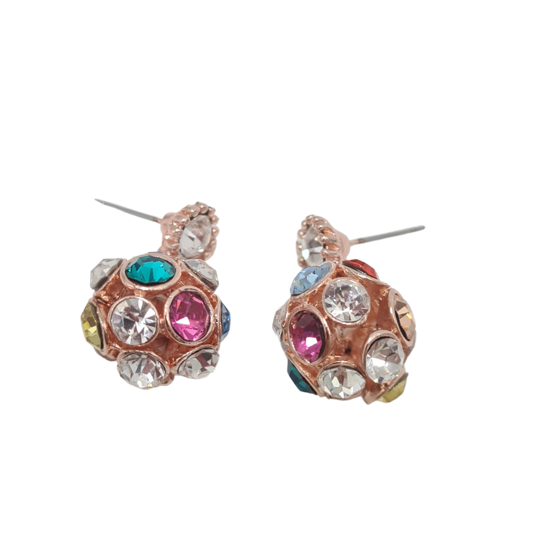 Multi Colour Rhinestone Ball Earrings