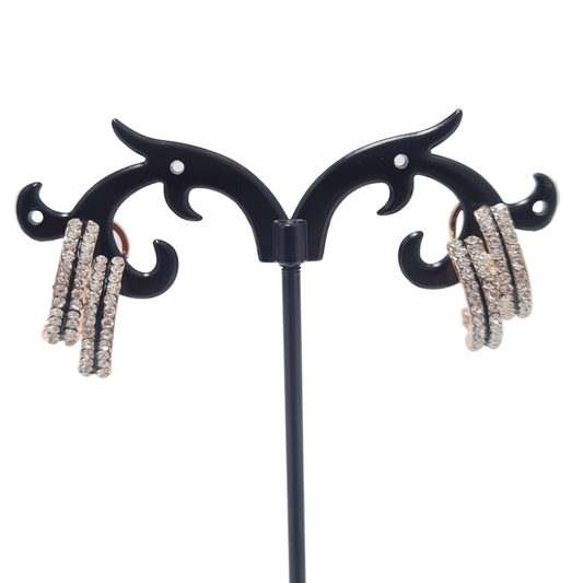 Rhinestone Stud Hoop Earrings