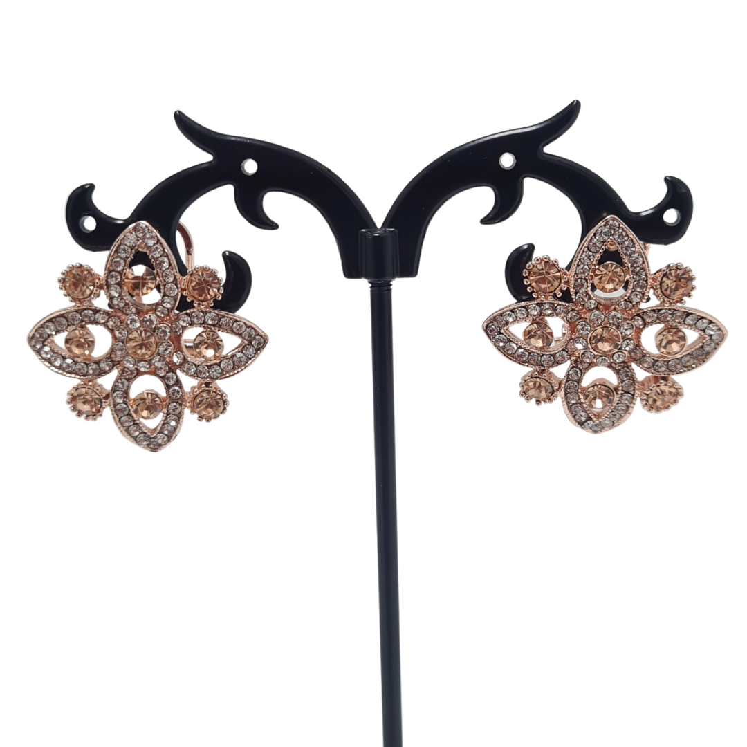 Large Rhinestone Flower Earrings
