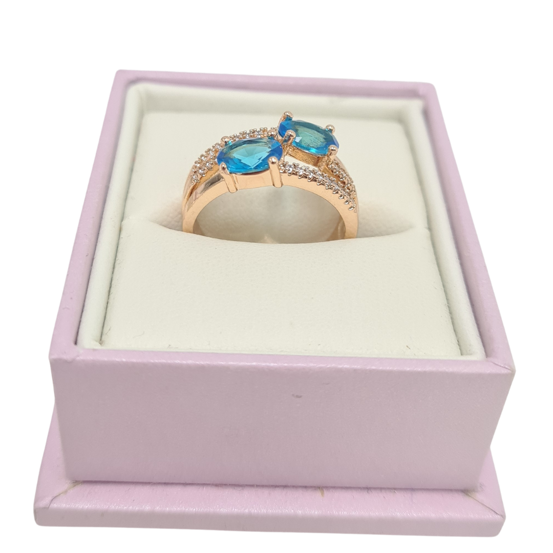 Blue CZ Double Oval Ring