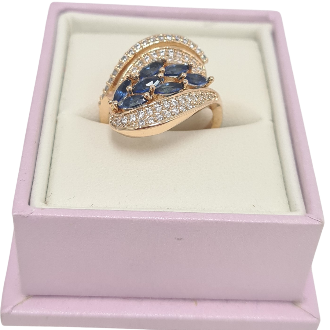 Blue CZ Cocktail Ring
