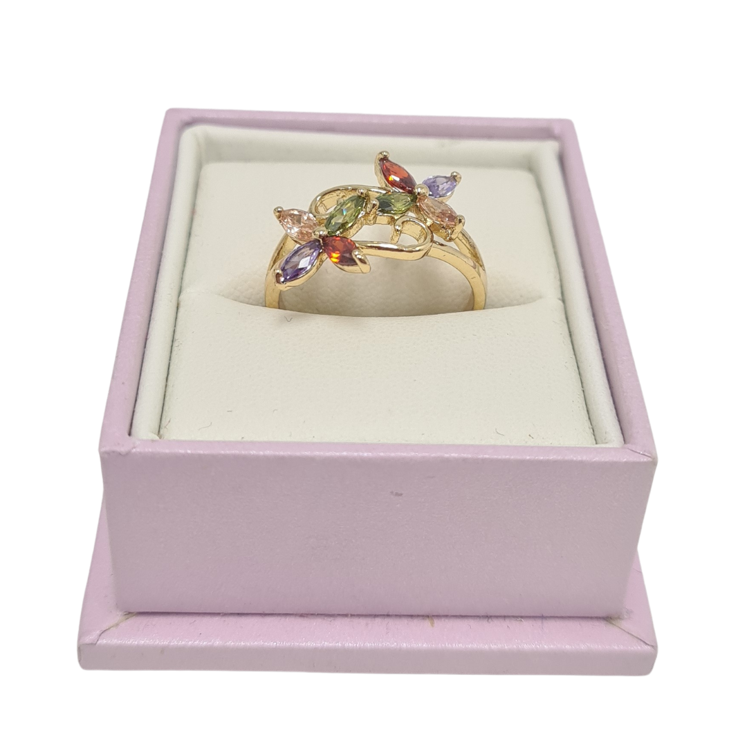Mutli Colour Floral CZ Ring