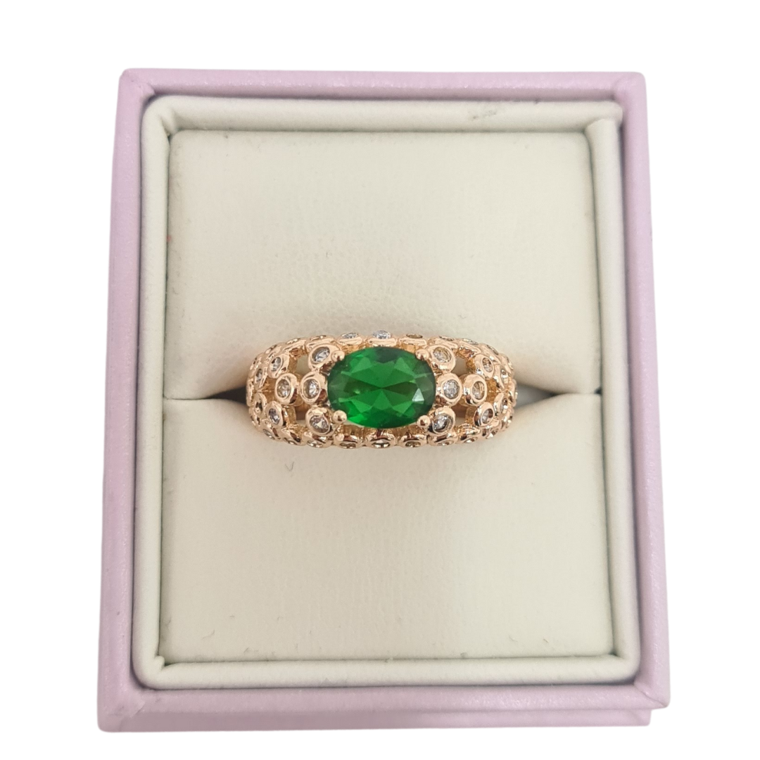 Green Oval CZ Ring