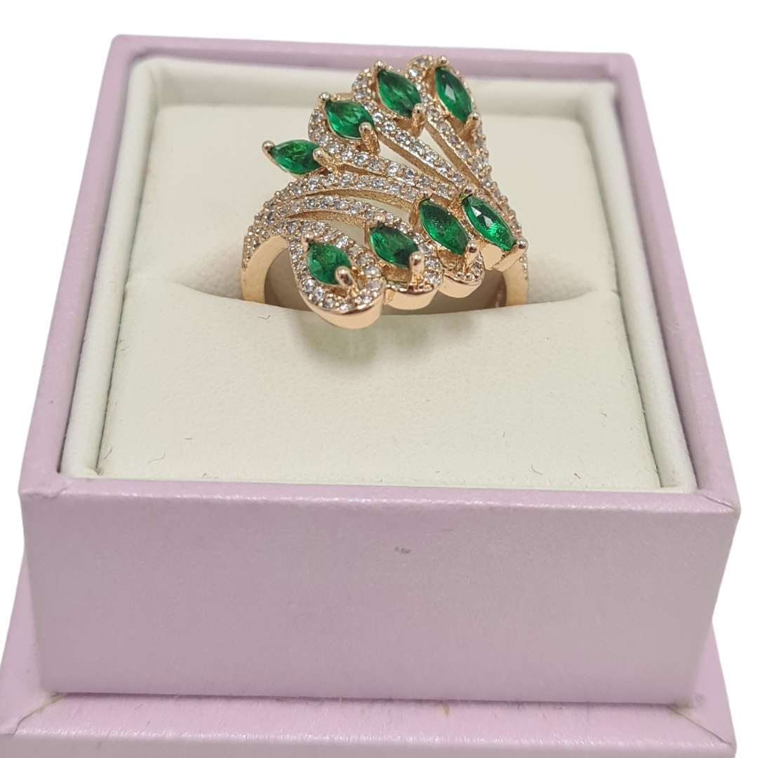 Green CZ Statement Ring
