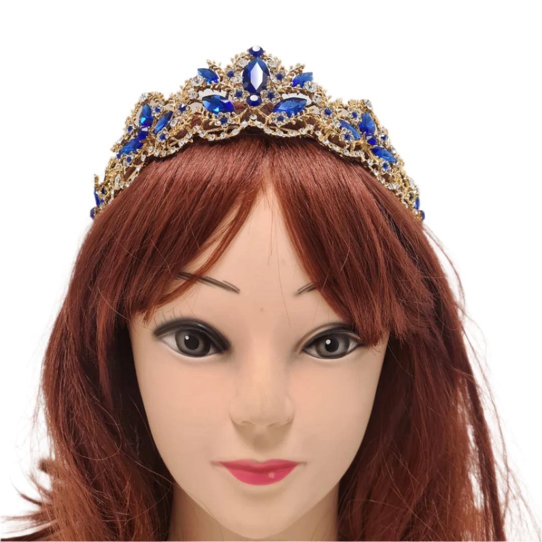 Blue and Gold Rhinestone Tiara