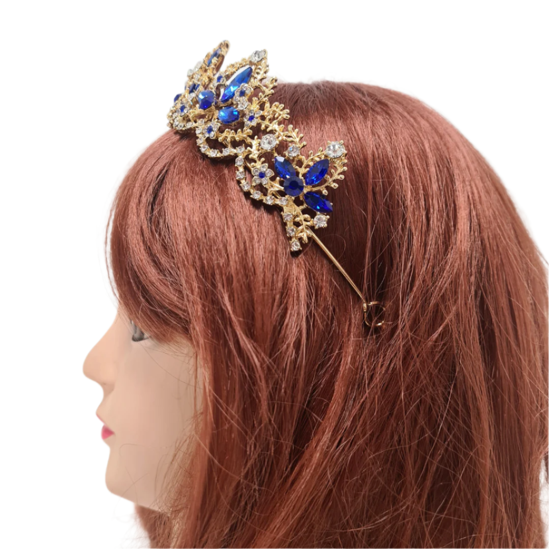 Blue and Gold Rhinestone Tiara
